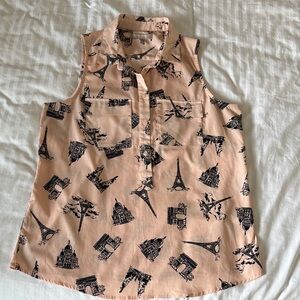 Banana Republic Sleeveless Top with Paris Print
